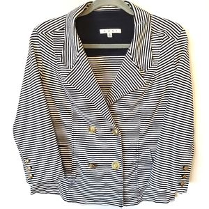 CAbi Nautical Navy & White Striped Blazer Style823
